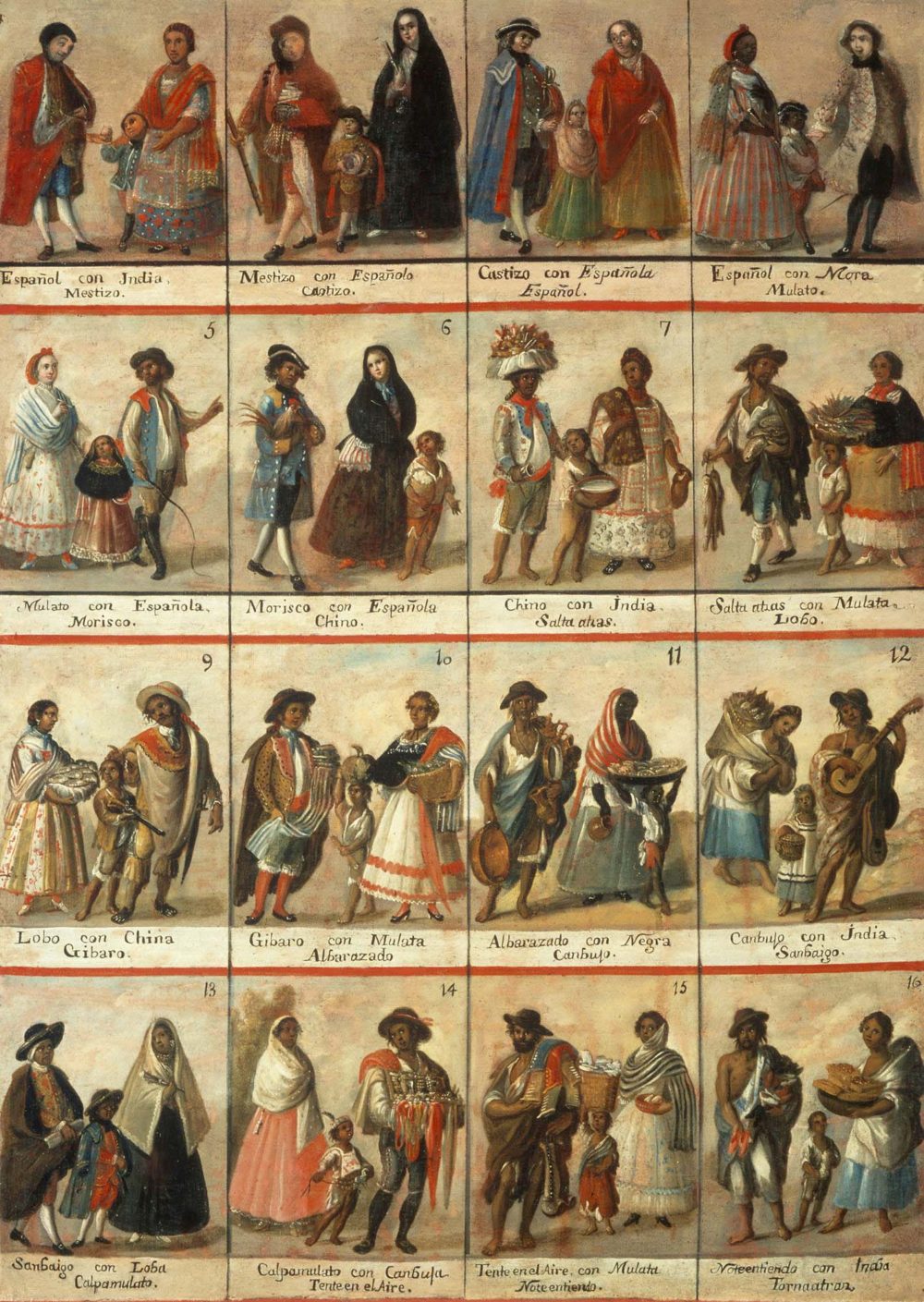 Painting depicting different castes of people identified in the New World.