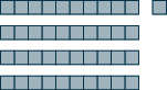 An image consisting of two items. The first item is 4 horizontal rods with 10 blocks each. The second item is 1 individual block. 