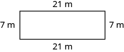 A rectangle 21 meters wide and 7 meters tall.