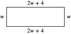 A rectangle of length 2 w plus 4 and width w.