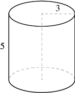 A cyclinder of radius 3 centimeres and height 5 centimeters