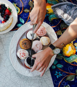 A platter of cupcakes