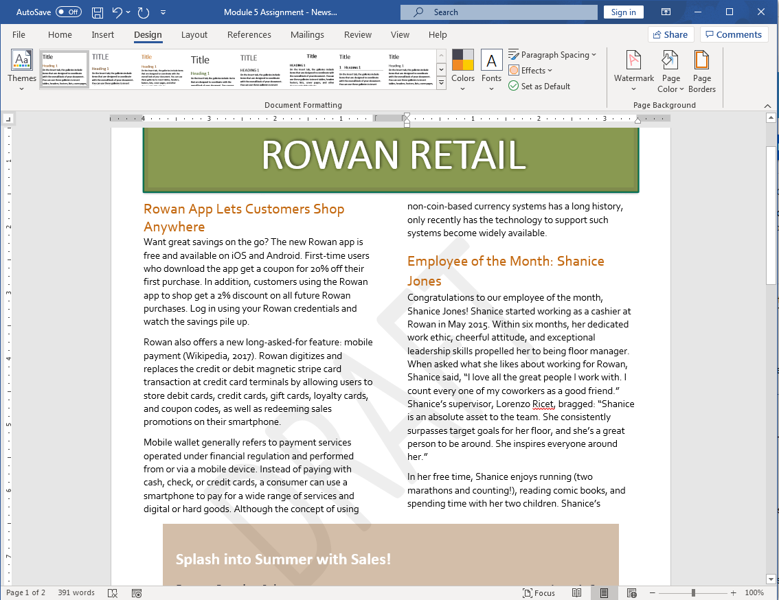 Assignment edit a newsletter computer applications for managers