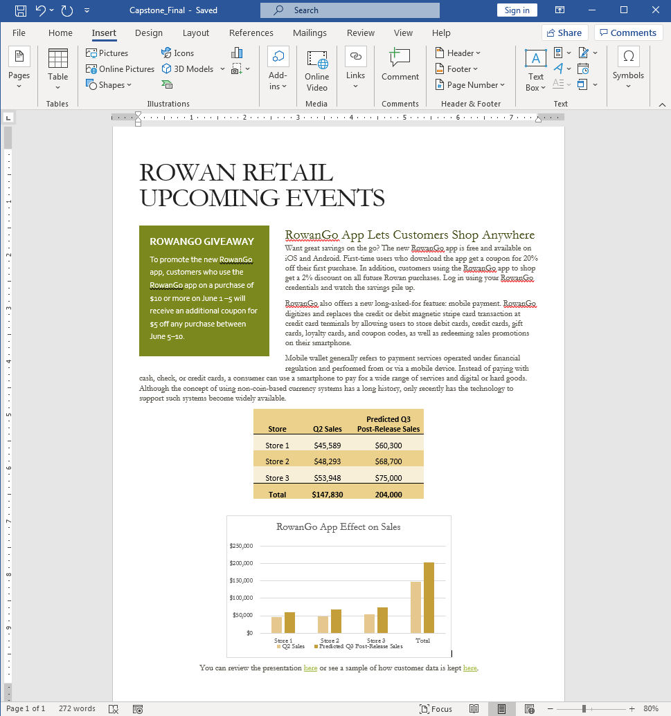 A Word document with 1 page. It is well designed, and matches the instructions given for the assignment.