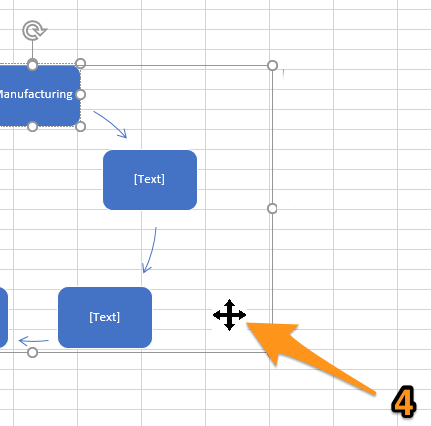 Excel screenshot of SmartDesign Graphic close up of moving graphic in worksheet.