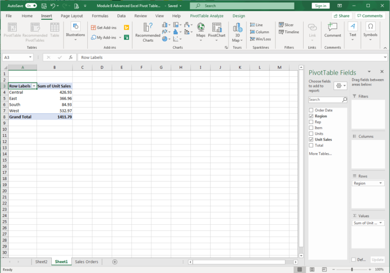 Pivot Tables Computer Applications for Managers