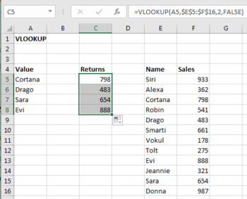 Lookup Functions and Formulas | Computer Applications for Managers