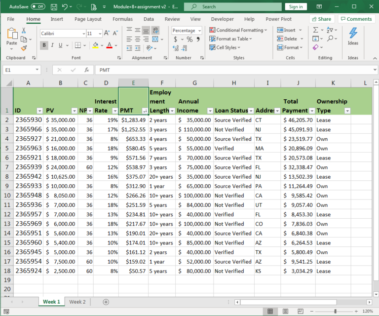 Assignment: Create Macro for Car Loan Spreadsheet | Computer ...