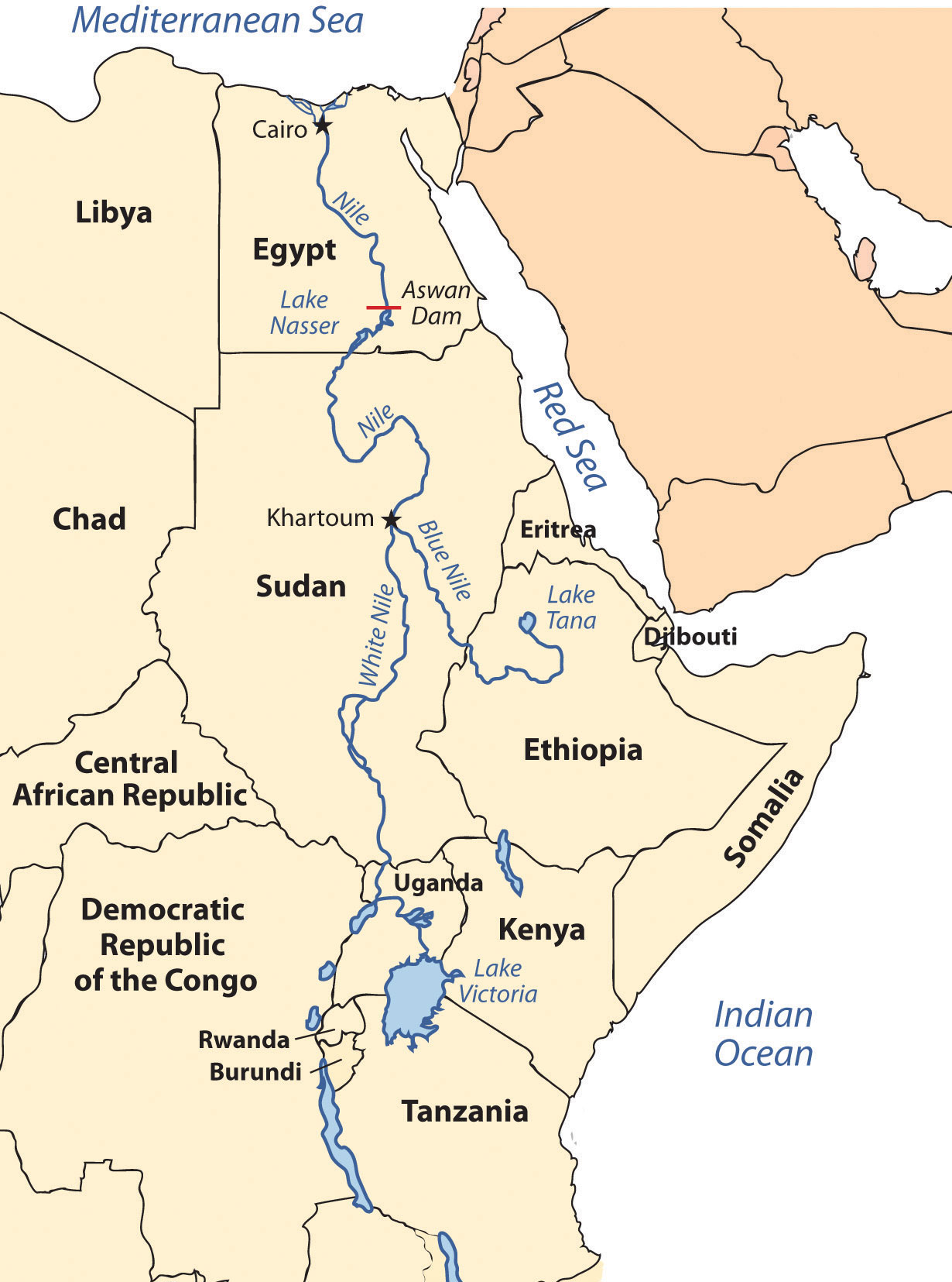 Blue Nile River Africa Map