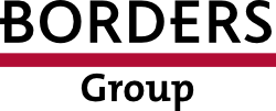 Borders Group logo, which has the name of the group in simple black letters with a horizontal red line in between the words.