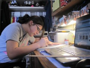 student studying at a desk