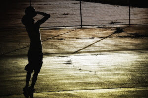 Young man playing basketball