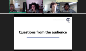 A webinar slide that reads Questions from the Audience. Webinar participants are at the top of the screen.