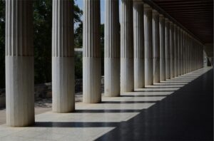 A row of identical pillars