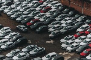 Identical cars in a parking lot