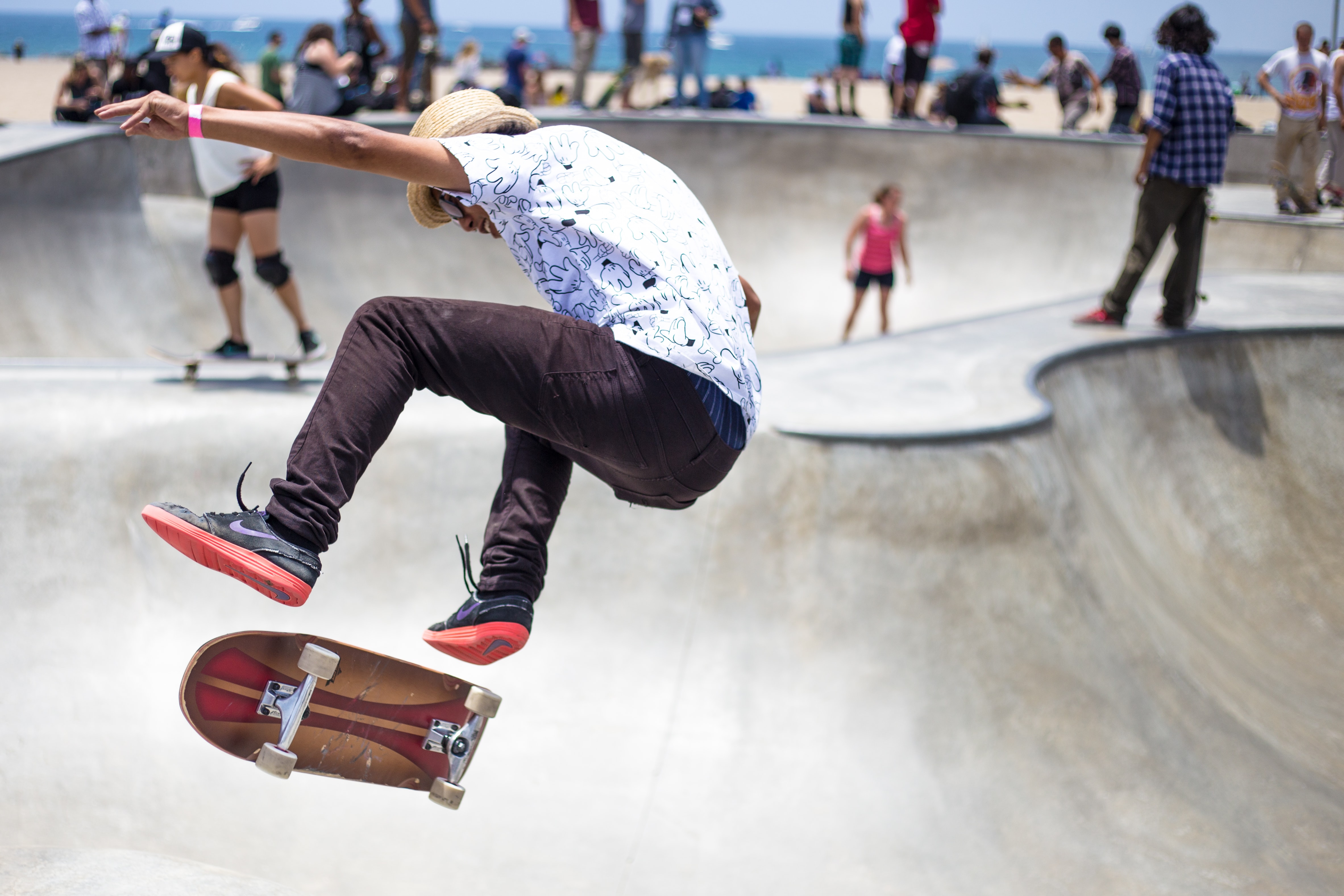 people skating at a skate park