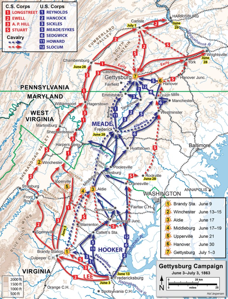 Union Advances in 1863 United - Gettysburg Campaign 780x1024