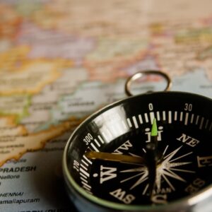 a compass and a map