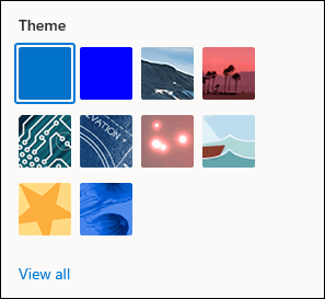 A screenshot of the Outlook theme selection pane. The first theme is selected.