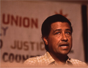 César Chávez delivering a speech