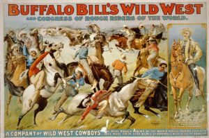 Buffalo Bill's Wild West poster of cowboys during a roundup.