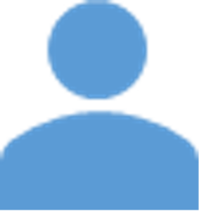 A blue icon of a person's sillhouette