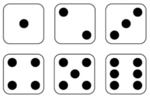 Two rows of three squares each, representing the six faces of a die.