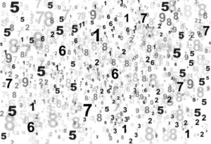 Lots of numbers scattered in a random arrangement.