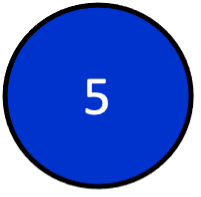 A bright blue circle with the number 5 in it