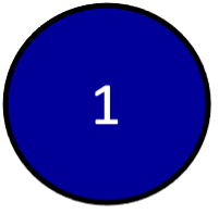 A dark blue circle with the number 1 in it
