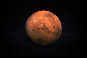 A photograph of Mars.