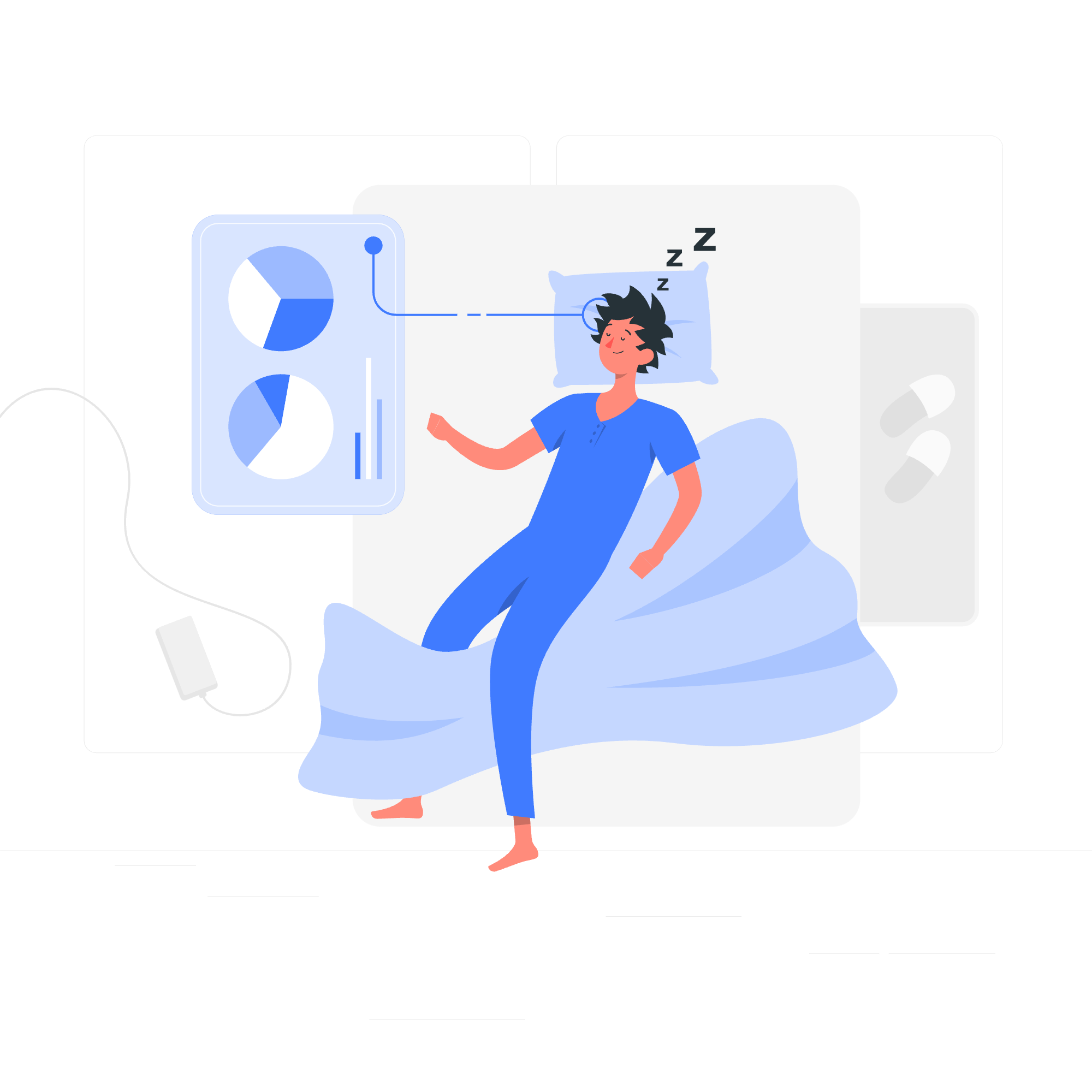 Animation of a person sleeping dreaming about statistics.