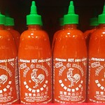bottles of Huy Fong Sriracha hot sauce