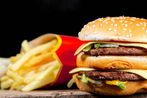 hamburger and french fries