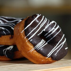 donuts with brown and white frosting