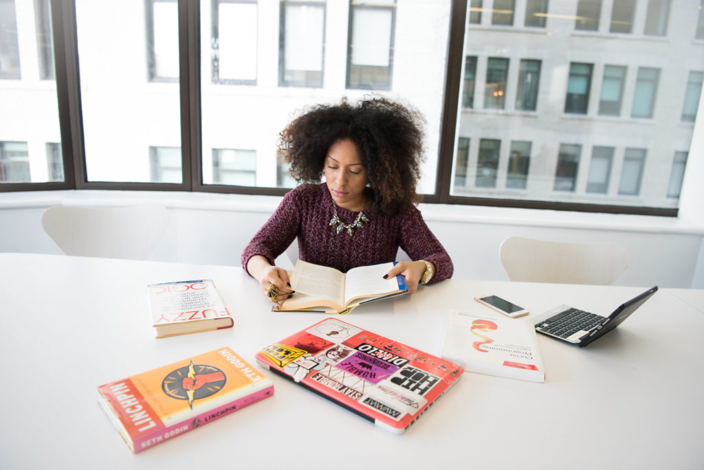 a woman reading