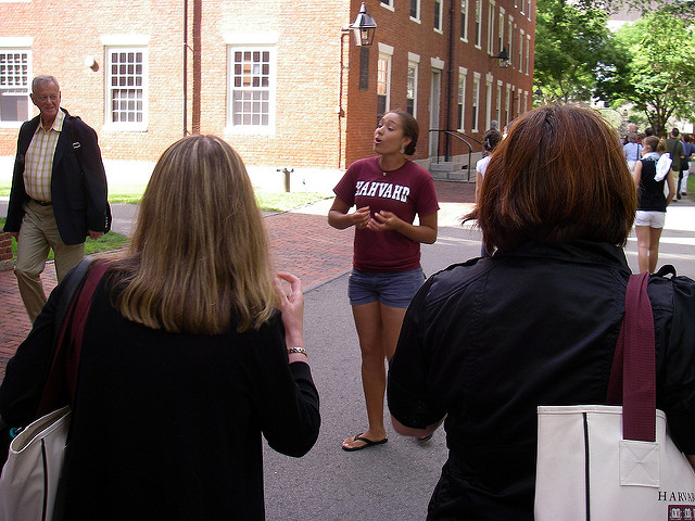 Campus tour guide speaking