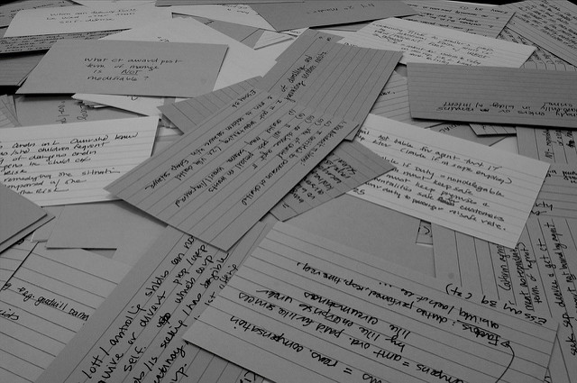 Pile of flashcards.