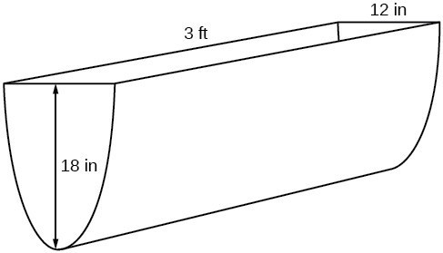 Diagram of a parabolic trough that is 18