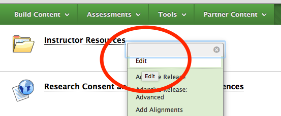 Instructor Resources: Edit Folder