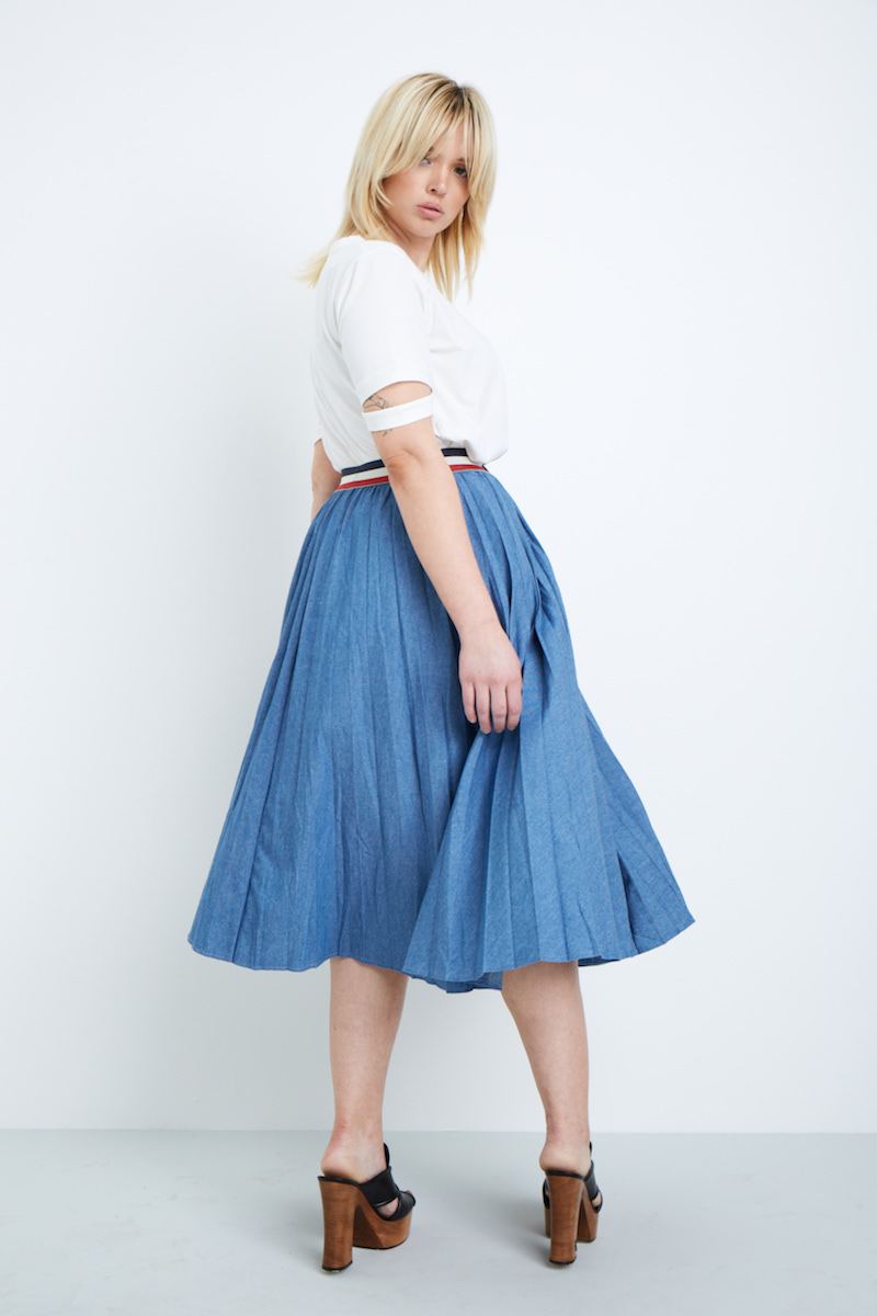 elvi denim pleated skirt coverstory a line skirts plus size