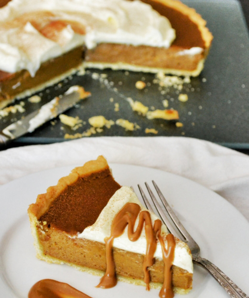 Lakefront Pumpkin Lager Pie with Chocolate-Caramel Sauce