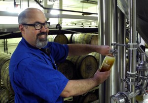 Full Sail Brewer Barney Brennan pouring from a zwickel