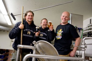 Nynäshamns’ Head Brewer Ericsson Lasse (right), with Ska's Arlo Grammatica (left) and Head Brewer Thomas Larsen