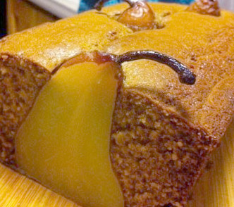HooDoo Vanilla Porter Quick Bread with Barleywine Poached Pears