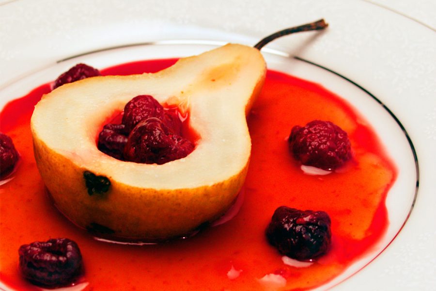 Allagash Curiex Pears with White Chocolate and Raspberries