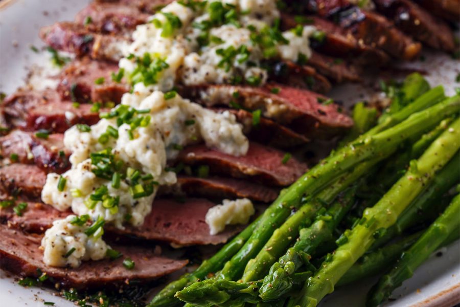 Beef Tenderloin Steaks with Porter Reduction and Blue Cheese