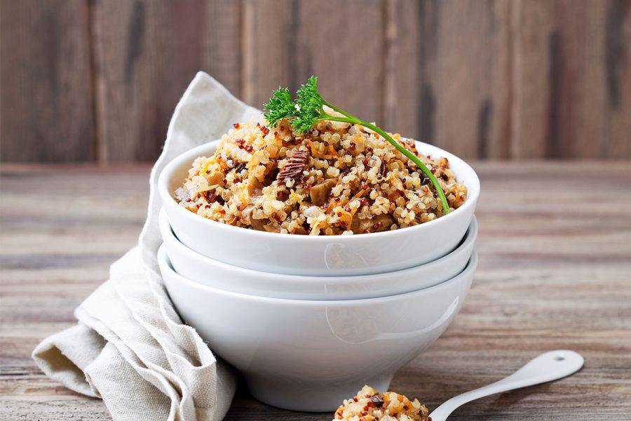 Brown Ale Quinoa with Mushrooms and Onions