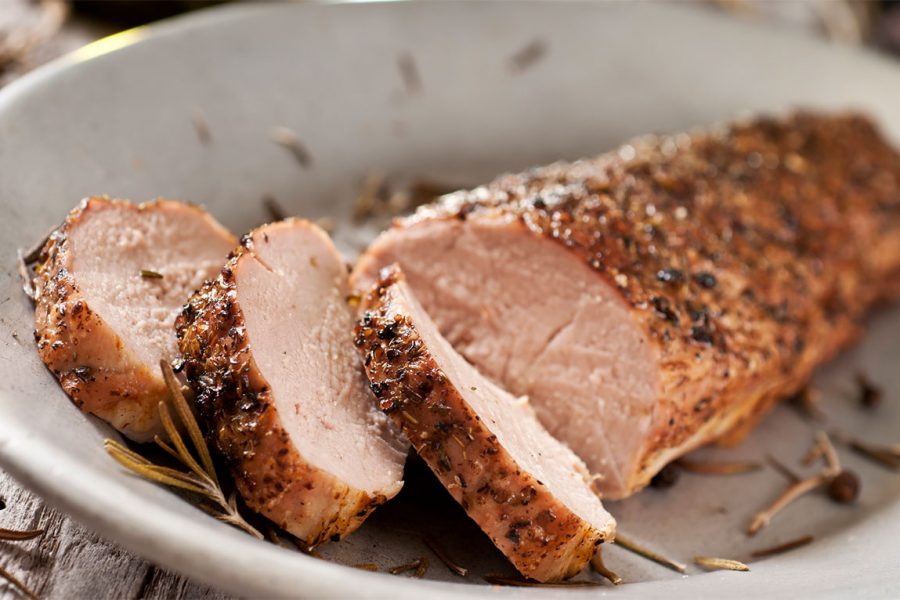 Roast Pork Tenderloin in Brown Ale with Raspberry Chipotle Cream Sauce