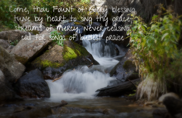 River & Waterfall with Song lyrics